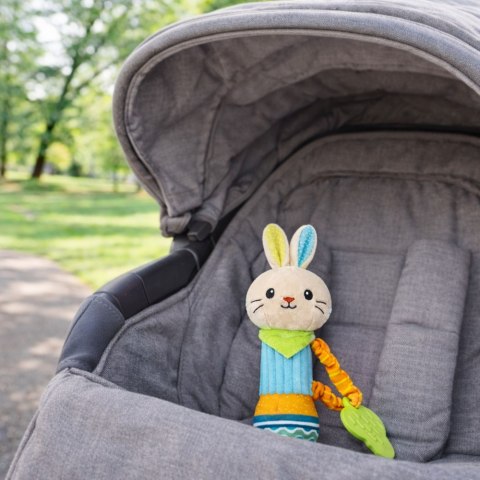Pluszowa Grzechotka Zajączek Z Gryzakiem i Piszczałką Dla Niemowląt LEAN TOYS