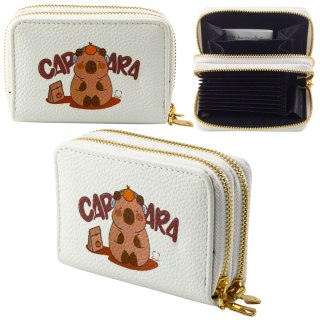 Portfel Dwukomorowy Przegrody na Karty Kapibara Biały 12,5 x 8,5cm LEAN