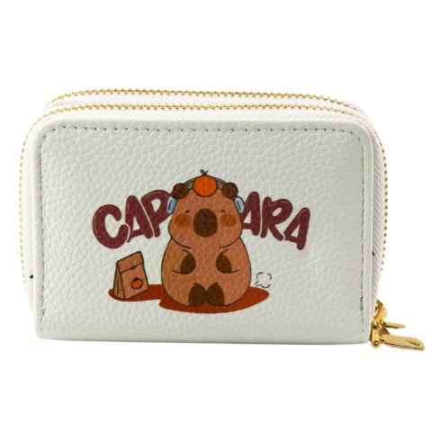 Portfel Dwukomorowy Przegrody na Karty Kapibara Biały 12,5 x 8,5cm LEAN