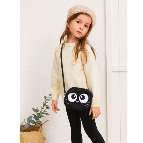 Torba Saszetka Kot Zasuwana Kieszeń Regulowany Pas Czarna 21 x 16 cm LEAN Toys