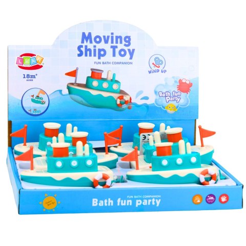 Zabawka Do Kąpieli Statek Nakręcany Pryskający Wodą Niebieski