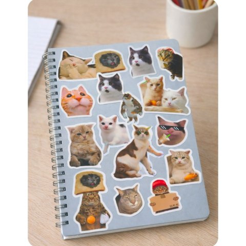 Zestaw Naklejki Koty Memy Dekoracyjne Różne Motywy 50 szt. 7-8 cm LEAN