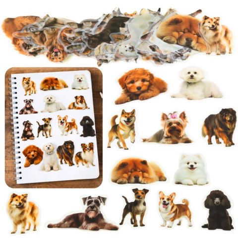 Zestaw Naklejki Pieski Różne Gatunki Śliskie Przeźroczyste 50 szt. LEAN Toys