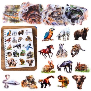 Zestaw Naklejki Z Dzikimi Zwierzętami Śliskie Przeźroczyste 50 szt. LEAN