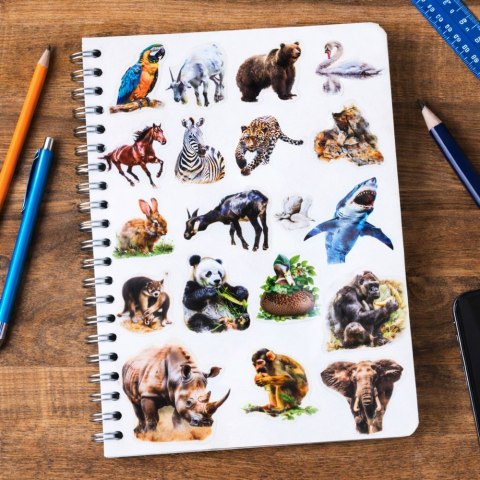 Zestaw Naklejki Z Dzikimi Zwierzętami Śliskie Przeźroczyste 50 szt. LEAN