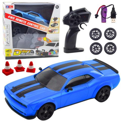 Auto Sportowe Drift Wymienne Koła Zdalnie Sterowany RC 4WD Niebieskie Sport LEAN Toys