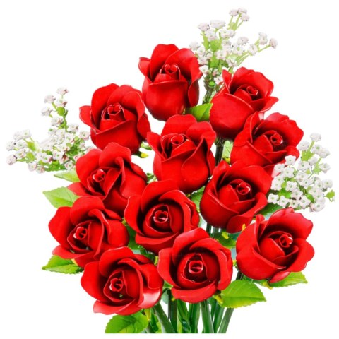 Klocki Konstrukcyjne Bukiet Kwiatów Czerwone Róże Gipsówka 952 el. LEAN Toys