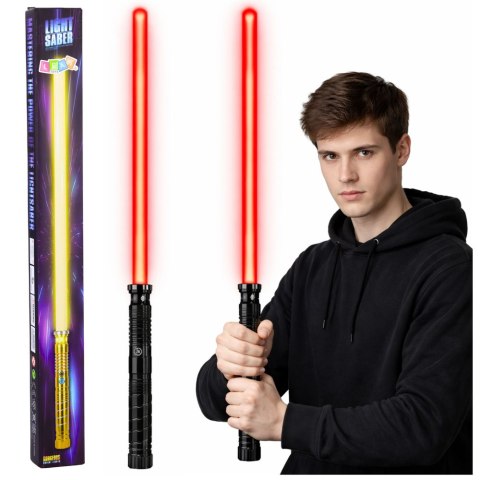 Miecz Laserowy Świetlny LED Z Dźwiękami Metalowa Rękojeść 75 cm LEAN Toys