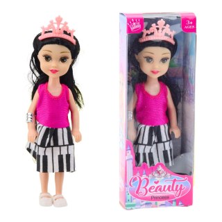 Mini Laleczka Księżniczka Z Koroną Kolorowa Sukienka 14cm Mix LEAN TOYS