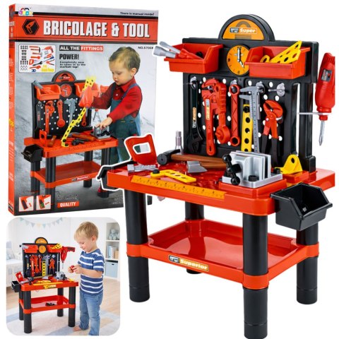 Warsztat Dla Dzieci Stolik Majsterkowicza Narzędzia Akcesoria 70 cm LEAN Toys