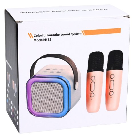 Zestaw Do Karaoke Głośnik Dwa Mikrofony Światła LED Czarny LEAN