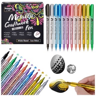 Zestaw Pisaki Metaliczne Nylonowe Ozdobne Kolorowe 12 szt. LEAN