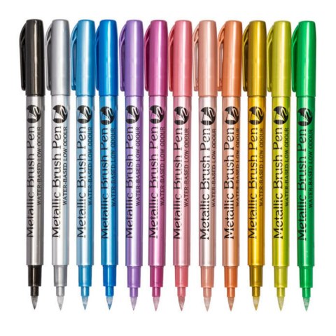 Zestaw Pisaki Metaliczne Nylonowe Ozdobne Kolorowe 12 szt. LEAN