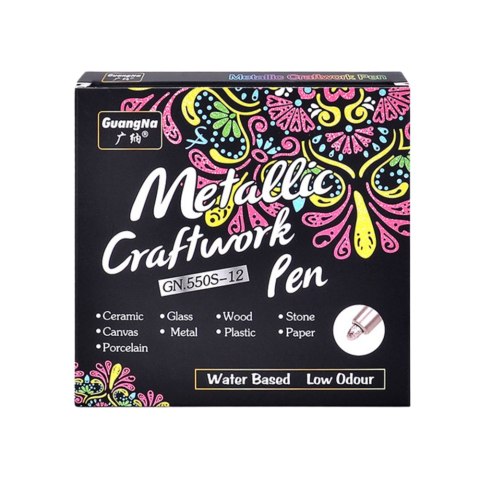 Zestaw Pisaki Metaliczne Nylonowe Ozdobne Kolorowe 12 szt. LEAN