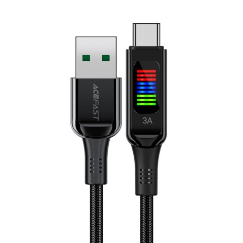 Kabel przewód USB-A - USB-C 60W z wyświetlaczem 1.2m czarny ACEFAST