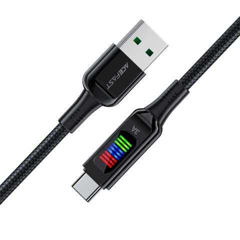 Kabel przewód USB-A - USB-C 60W z wyświetlaczem 1.2m czarny ACEFAST