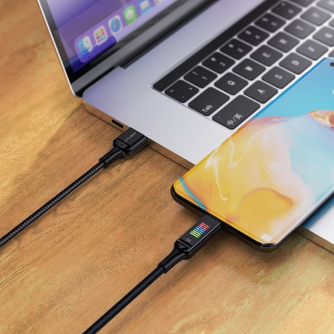 Kabel przewód USB-A - USB-C 60W z wyświetlaczem 1.2m czarny ACEFAST