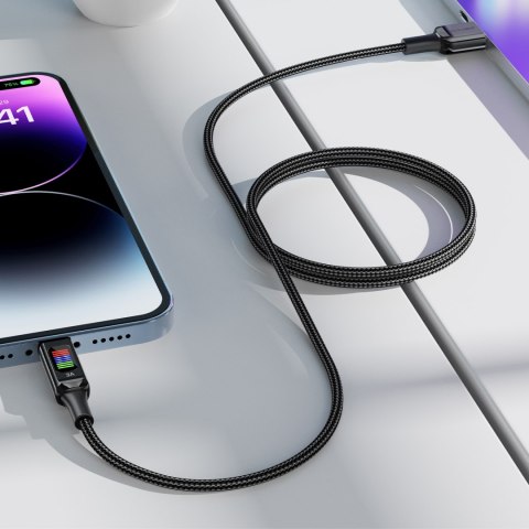 Kabel przewód USB-A - USB-C 60W z wyświetlaczem 1.2m czarny ACEFAST