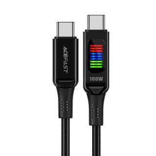 Kabel przewód USB-C - USB-C 100W z wyświetlaczem 1.2m czarny ACEFAST