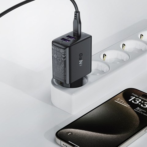 Ładowarka sieciowa PD 35W GaN z 3 portami 2x USB-A + USB-C czarna ACEFAST