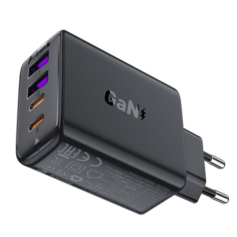 Ładowarka sieciowa PD 45W GaN z 4 portami 2x USB-C + 2x USB-A czarna ACEFAST