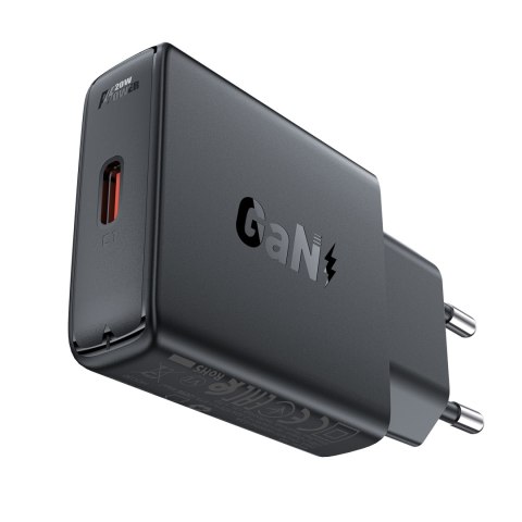 Mała płaska ładowarka sieciowa GaN PD 20W USB-C czarna ACEFAST