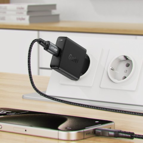 Mała płaska ładowarka sieciowa GaN PD 20W USB-C czarna ACEFAST