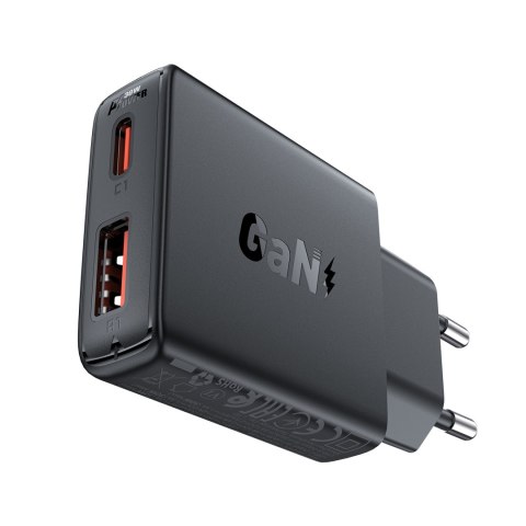 Mała płaska ładowarka sieciowa GaN PD 30W USB-A USB-C czarna ACEFAST