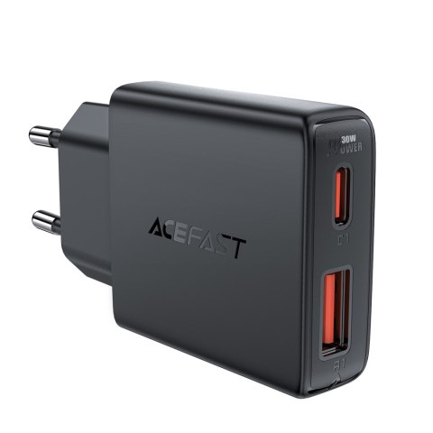 Mała płaska ładowarka sieciowa GaN PD 30W USB-A USB-C czarna ACEFAST