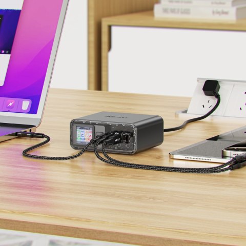 Stacja zasilania ładowarka PD 218W GaN z 4 portami 3x USB-C + USB-A szary ACEFAST