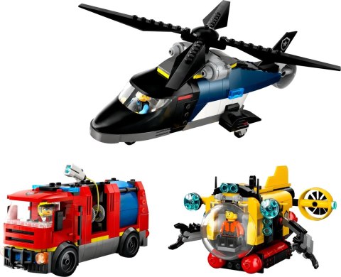 LEGO City 60462 - Zestaw z helikopterem, wozem strażackim i łodzią podwodną