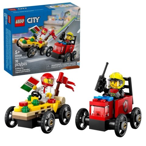 LEGO City 60458 - Zestaw wyścigówek: pizza kontra wóz strażacki