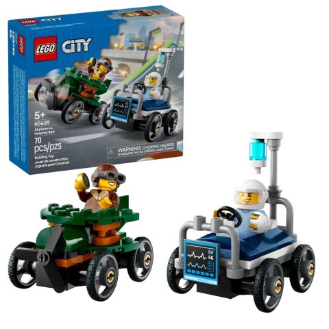 LEGO City 60459 - Zestaw wyścigówek: samolot kontra łóżko szpitalne
