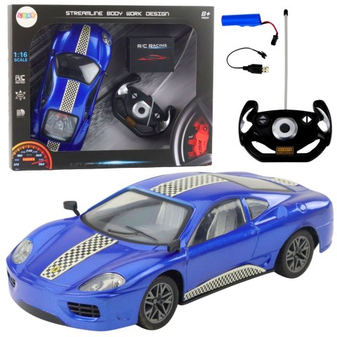 Auto Sportowe Zdalnie Sterowane RC Światła Niebieski 1:16 LEAN Toys