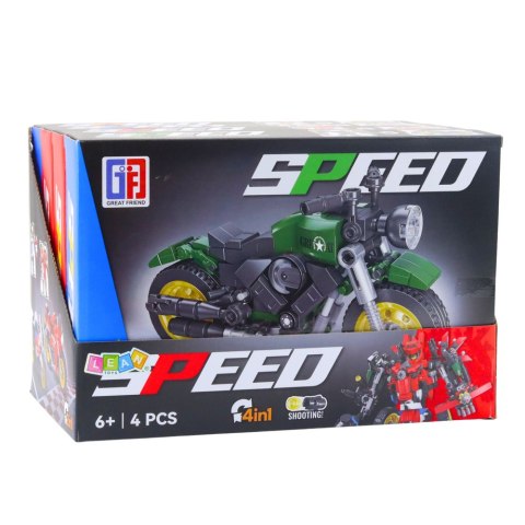 Klocki Konstrukcyjne Motor Motocykl Robot 2w1 217-222 el. Mix LEAN Toys
