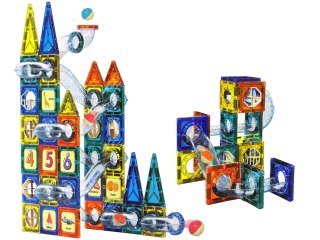 Klocki Magnetyczne Zamek Tor Dla Kulek 97 Elementów LEAN Toys