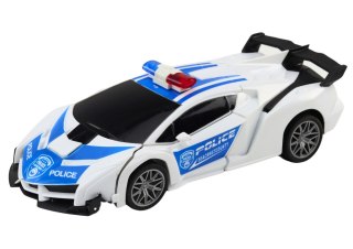 Samochód R/C Policyjny 2w1 Auto Robot Dźwięki Światła LEAN Toys