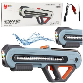Duży Pistolet Karabin W12 Elektryczny Na Wodę LED Szary 60cm LEAN Toys