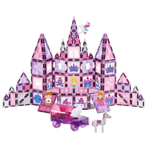 Klocki Magnetyczne Okienka Witraże Do Malowania Pisaki Różowe 126 el. LEAN Toys