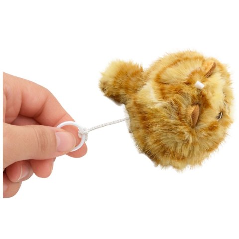 Pluszowy Rudy Kotek z Kręcącym Ogonkiem Dźwięki Piszczenia Brelok 9 cm