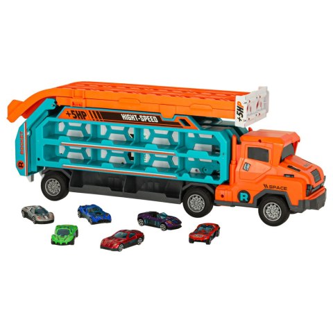 Samochód laweta transporter tor zjeżdżalnia dla samochodów pomarańczowy Kik Sp. z o. o. Sp. k.