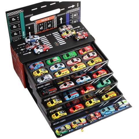Zestaw Autka Z Napędem Pull-Back W Kontenerze 48 szt. LEAN Toys