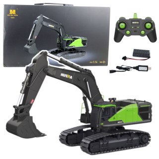 Koparka Gąsienicowa Zdalnie Sterowana RC Huina 1593 Zielona 1:14 HUINA