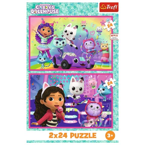 Puzzle - 2x24 - Zabawy z Gabby - Koci Domek Gabi - Trefl 34433