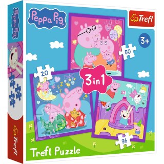 Puzzle - 3w1 (20, 36, 50) - Zwyczaje świnki Peppy - Świnka Peppa - Trefl 34893