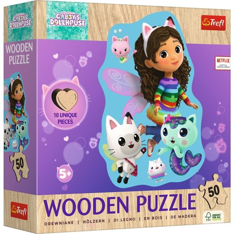 Puzzle - 50 Drewniane - Wesoła Gabi - Koci Domek Gabi - Trefl 20260