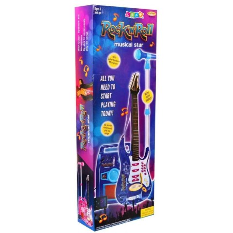 Gitara z Mikrofonem Strunami Wzmacniaczem Różowa LEAN Toys