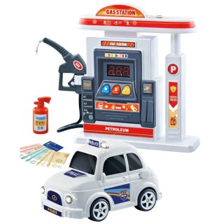 Interaktywna Stacja Benzynowa Auto Policyjne Światła Dźwięki Dym LEAN Toys