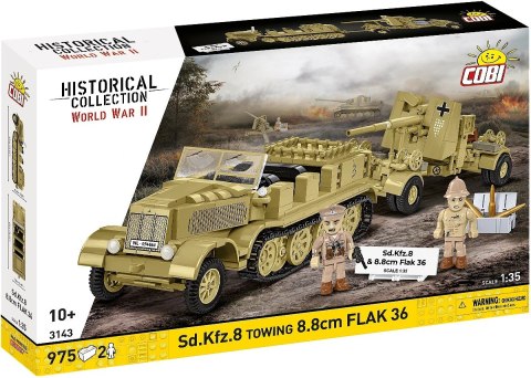 Klocki Sd.Kfz.8 Towing 8.8 cm Flak 36, 975 elementów Cobi Klocki