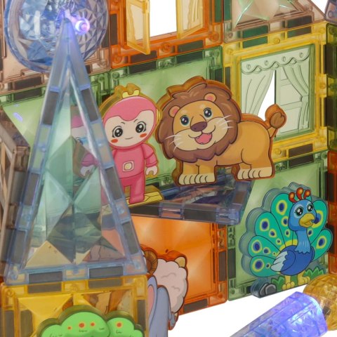 Klocki magnetyczne konstrukcyjne świecące zwierzęta 90 elementów Kik Sp. z o. o. Sp. k.